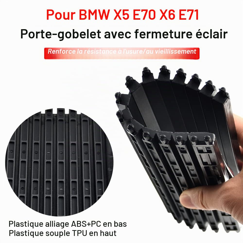 Voiture Centre Console Porte-gobelet Couverture Coulissante Roller Stores Boîte de Rangement Glissière Coulissante Couverture Compatible avec B-MW X5 E70 X6 E71 E72 07-14-A+B Section