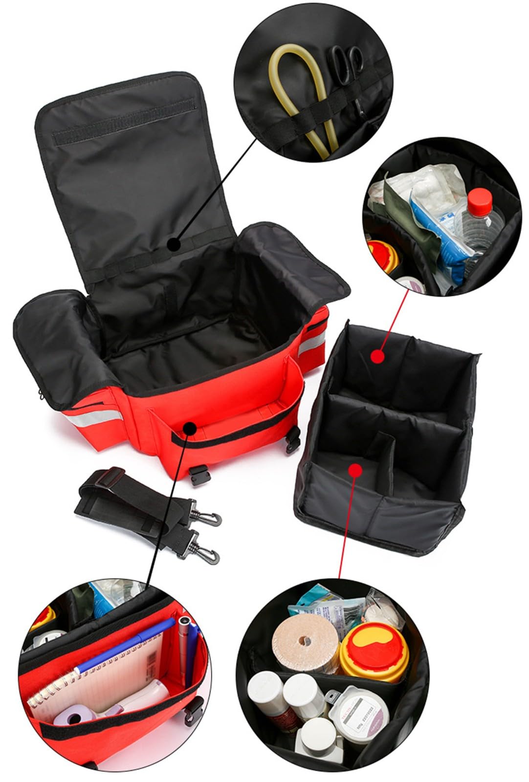 Cassetta Pronto Soccorso Professionale Borsa Medica Trauma con Riflettente, Grande capacità Borsa Medica di Emergenza,Portatile Impermeabile First Aid Kit Vuota per Viaggi Casa Sportiva B