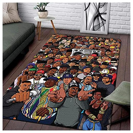 Rappers Hip Hop Music Area Rugs - Rappers Carpet Non-Slip Play Area - Hip Hop Doormat Bedroom Bathroom Living Room Rug Music Washable 3x5 4x6 Rug - Personalized Area Rug Studio Decor Dining Room Music