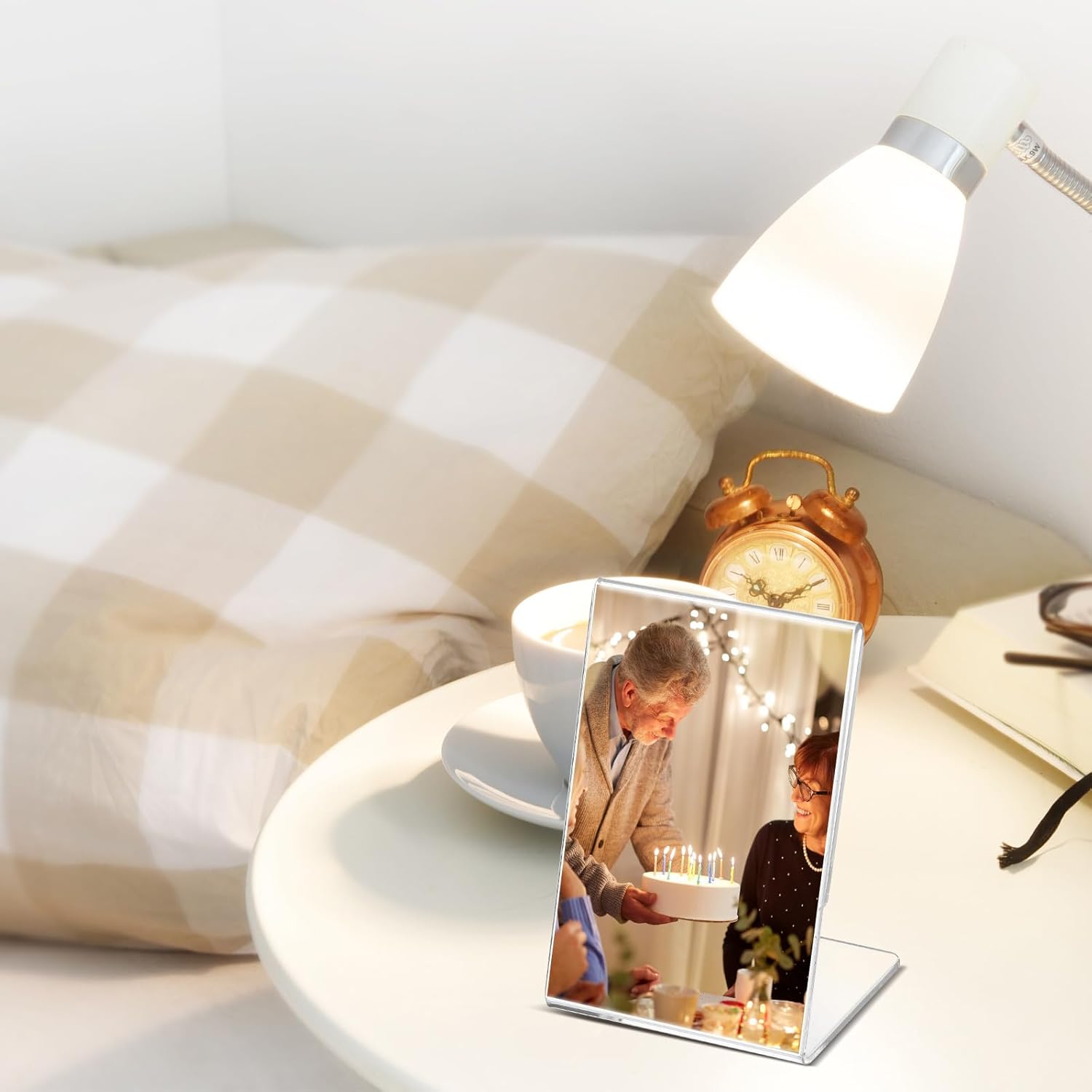 Size 3.5x5 Color Clear Ctosree 12 Pcs Acrylic Photo Frame L shape Slant Back Desktop Photo Frames Plastic Clear Sign Clear Acrylic Display Stand Table Top Sign for Home Office Wedding Restaurant Menu (3.5 x 5 Inch)