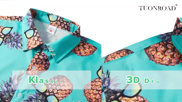 TUONROAD Camicia Hawaiana Uomo Funky 3D Birra Manica Corta da Spiaggia Bottone Estivo Casual Shirt M