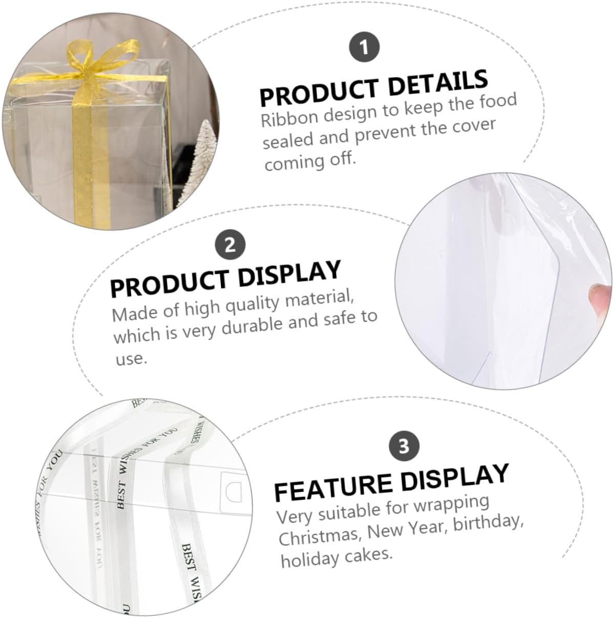 5pcs 8-inch Double Layer Cake Box Square Cake Carrier Food Packaging Container with Lid and Packaging