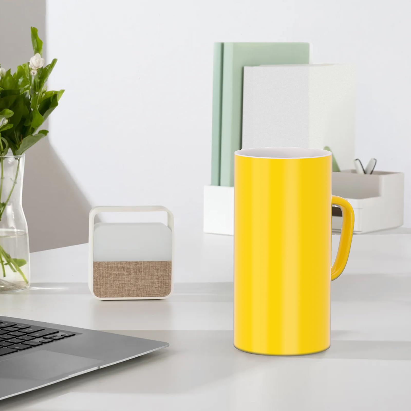 Linkidea - Tazas de café extragrandes de 113 ml, de cerámica extragrande con asa, de gran capacidad para la oficina y el hogar (Amarillo)