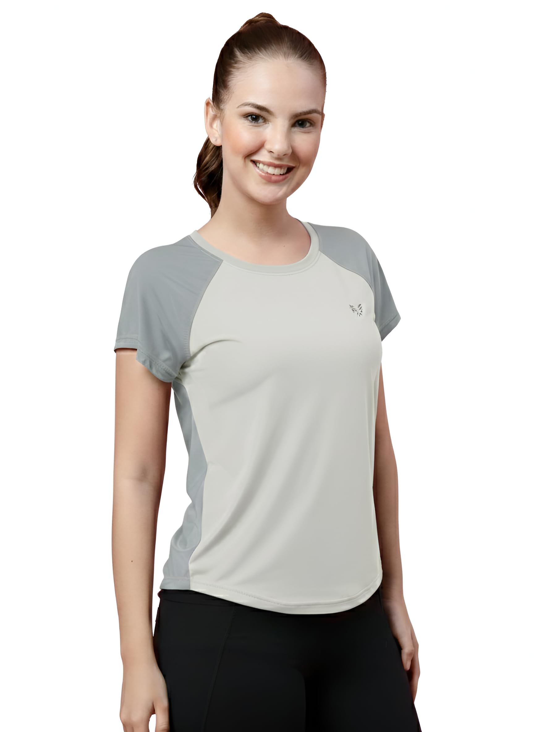 uzarus Women’s Activewear T-Shirt Premium Breathable Soft Stretch Fabric Sporty Panel Design Short Sleeve Round Neck Athletic Gym Yoga Running Workout Training Casual Top-picture-35