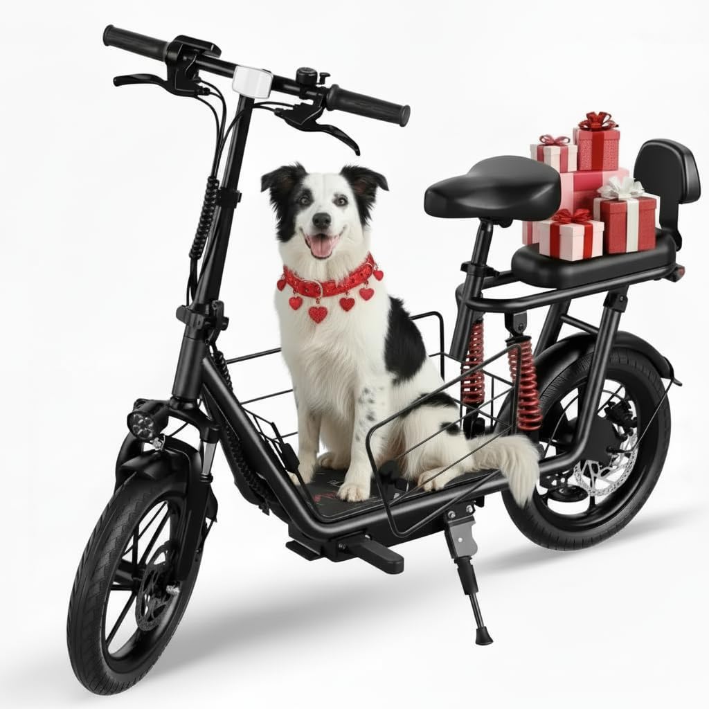 14"/ 16" Electric Scooter with Seat and Basket, 25/40 Miles Long Range & 20MPH, 850W/ 819W Peak Motor, Dual Suspension, Cruise Control, 2 Seat Foldable E Scooters for Adults Teens