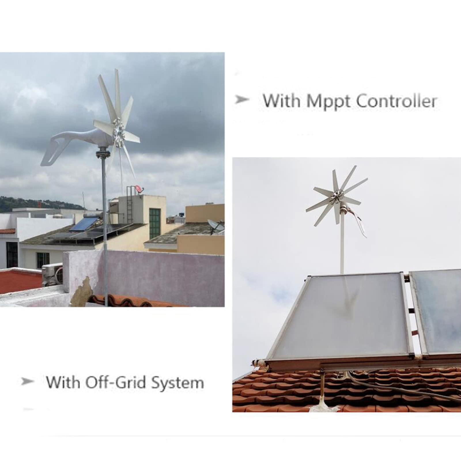 Generador de Energía Eólica Vertical Portátil de 12000W, Turbina Eólica de 12V-220V con Kit de Generador y Controlador de Carga para Granja, Carretera