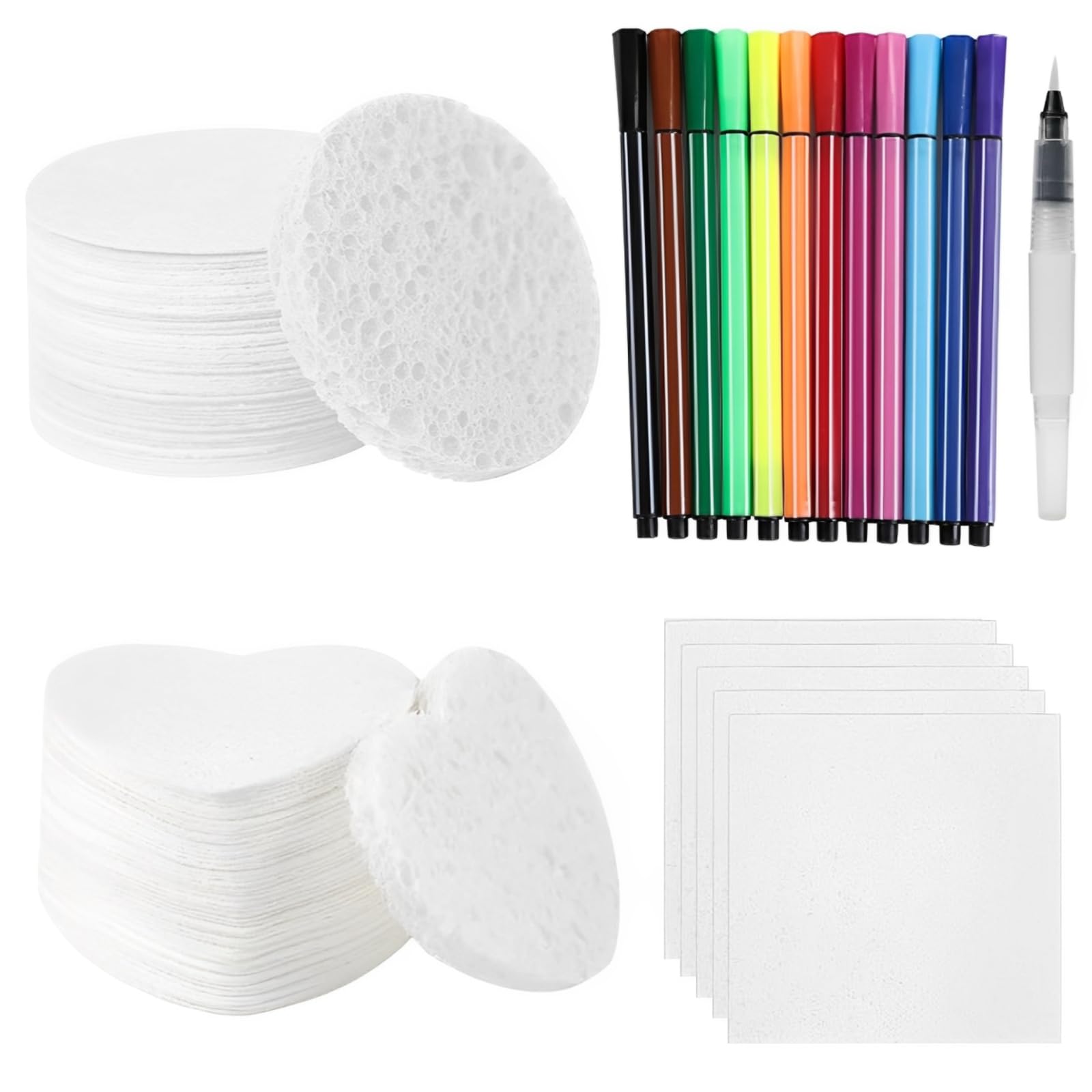 ZPSCXQ 28 Piece Set Magic Foam Texture Painting Kit, 3D Drawing Canvas Sponge, DIY 3D Foam Art Set with Water Brush and 12 Colors, Creative Craft for Kids, Safe and Fun Foam Texture Painting Paper