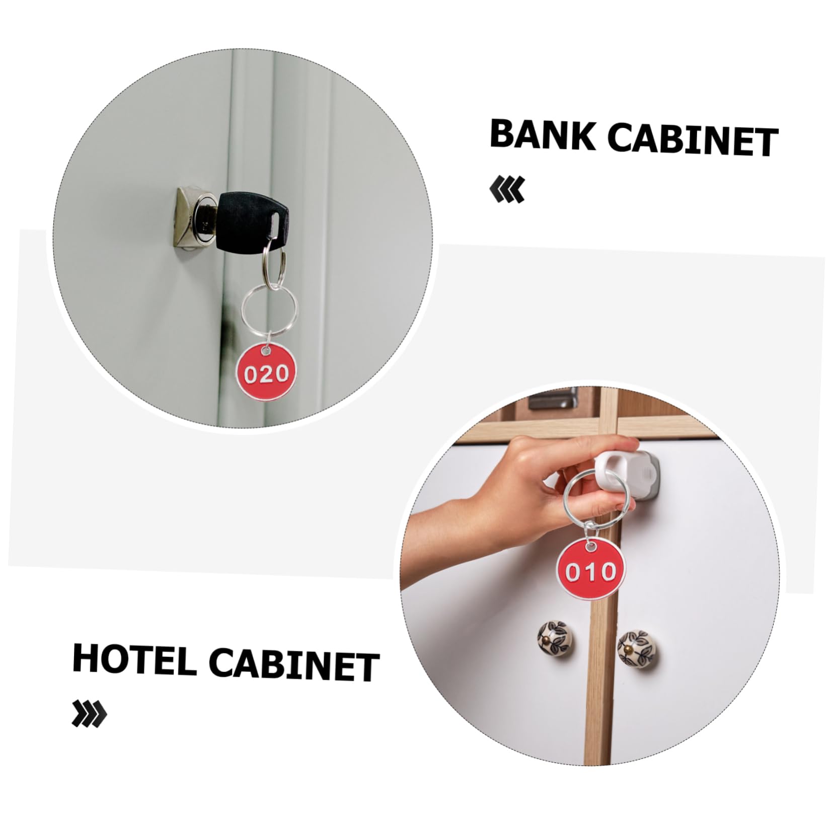 Targhette Numerate Resistenti 100 Pezzi in Lega di Alluminio Rosso Etichette Portachiavi per Chiavi e Valigie per Guardaroba Piscina e Hotel