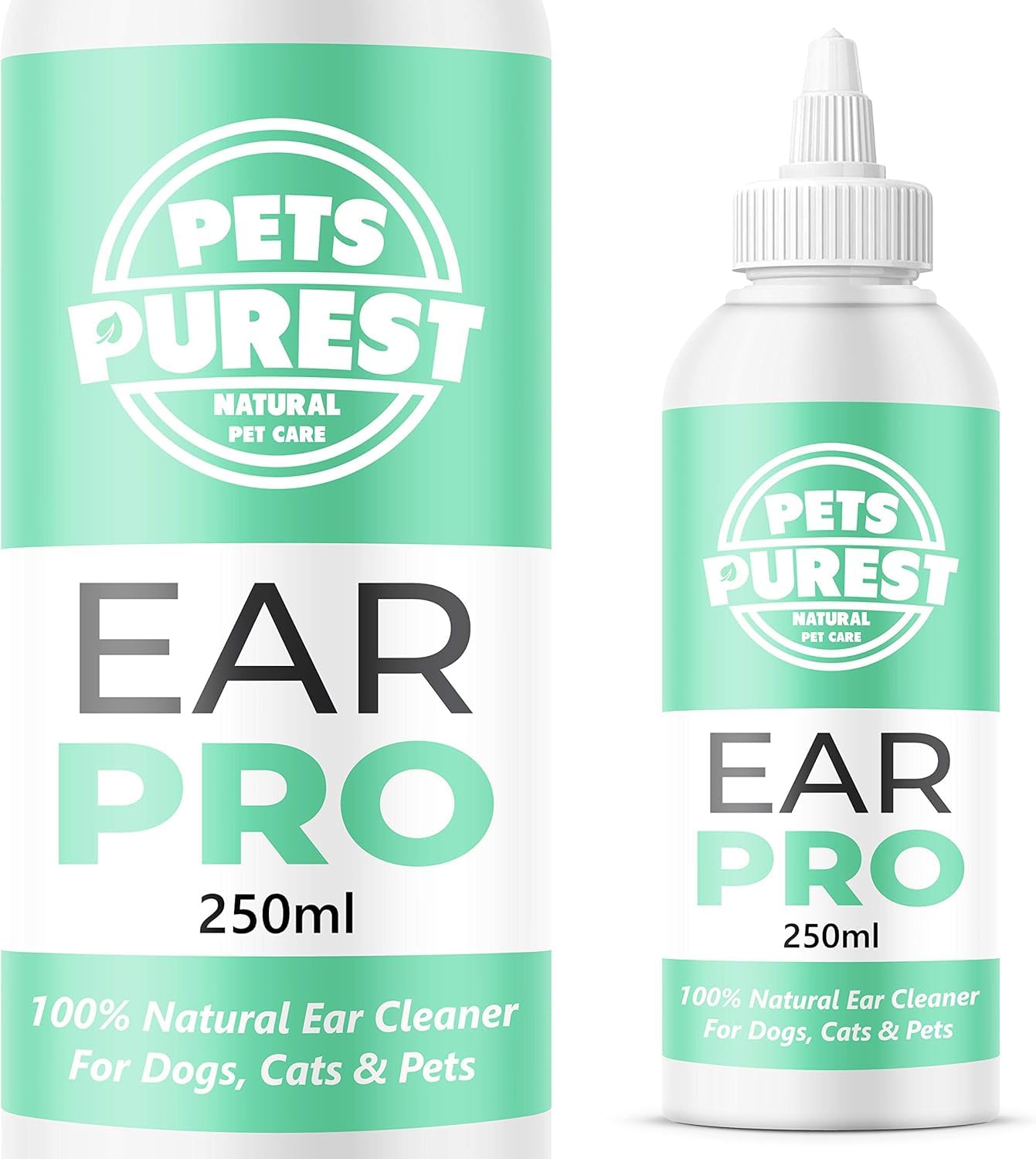 Pets Purest 100% Natural Limpiador de Oidos para Perros (250ml) con fórmula antihongos Repelente de ácaros picazón, Olor a mugre y Oreja desapareció en 2-3 días para Perros, Gatos y Mascotas