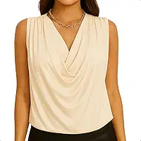 Blusa Regata Feminina Gola Colar Boba Amni Casual Elegante