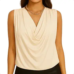 Blusa Regata Feminina Gola Colar Boba Amni Casual Elegante