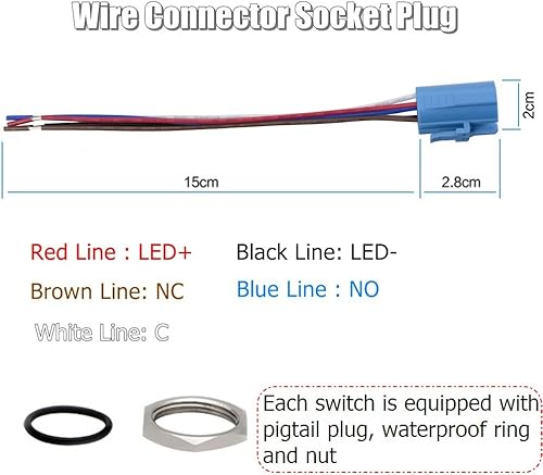 Miniatura 3 de Quentacy Interruptor pulsador de bloqueo de 0.748 in 34 "Símbolo de alimentación 12V LED 1NO1NC SPDT ONOFF Interruptor de palanca impermeable de