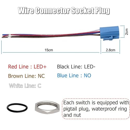 Miniatura 3 de Quentacy Interruptor pulsador de bloqueo de 0.748 in 34 "Símbolo de alimentación 12V LED 1NO1NC SPDT ONOFF Interruptor de palanca impermeable de