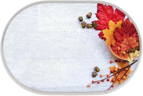 Miniatura 3 de Tapete de baño de arce otoñal, de espuma viscoelástica, suave, antideslizante, absorbente, ovalado, para dormitorio, baño, bañera o ducha (ovalado,