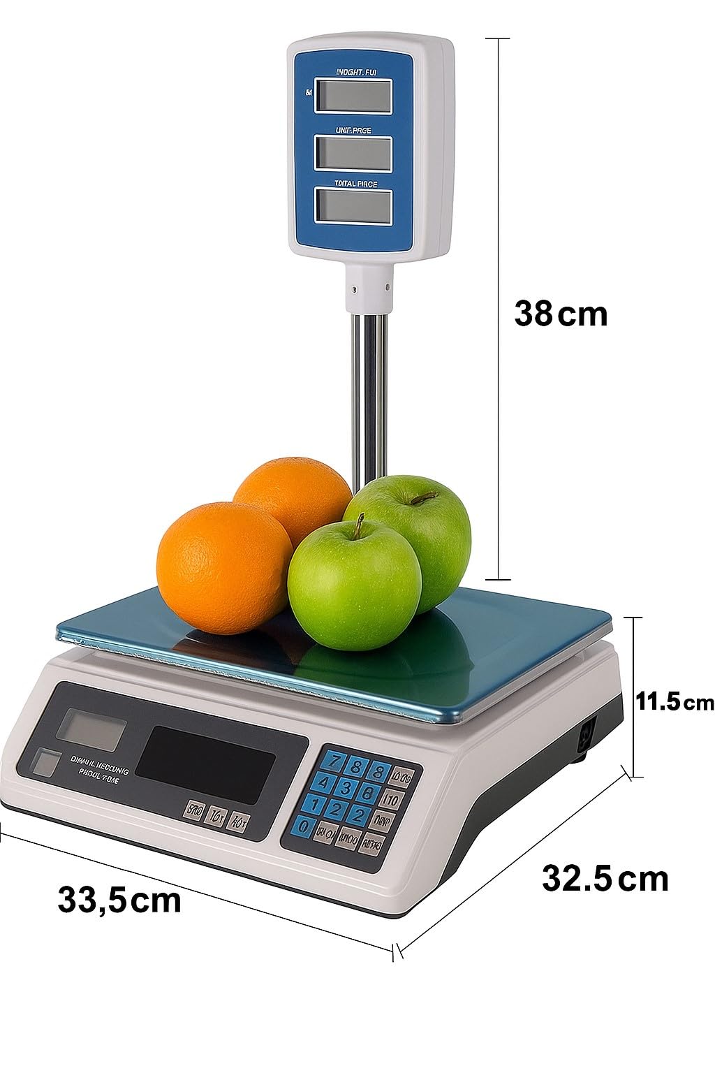 Digitale elektronische Waage vorne hinten professionell, max. 40 kg, Preisberechnung