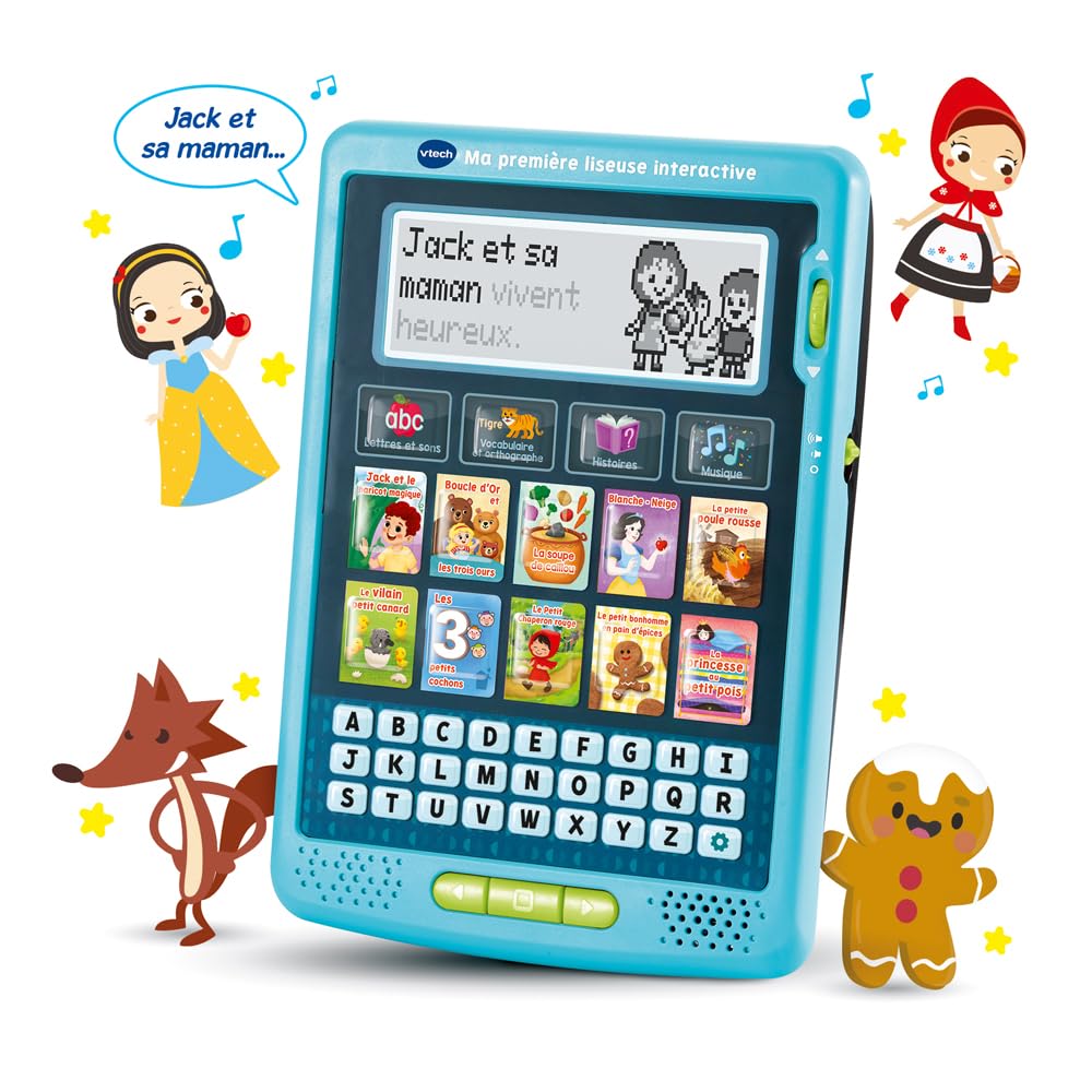 VTech - Ma Première Liseuse Interactive - Histoires à Lire et Écouter - Liseuse Enfant avec Écran Animé, Musique et Jeux Éducatifs - Jeu Lecture - Cadeau Enfant de 3 Ans à 7 Ans - Contenu en Français