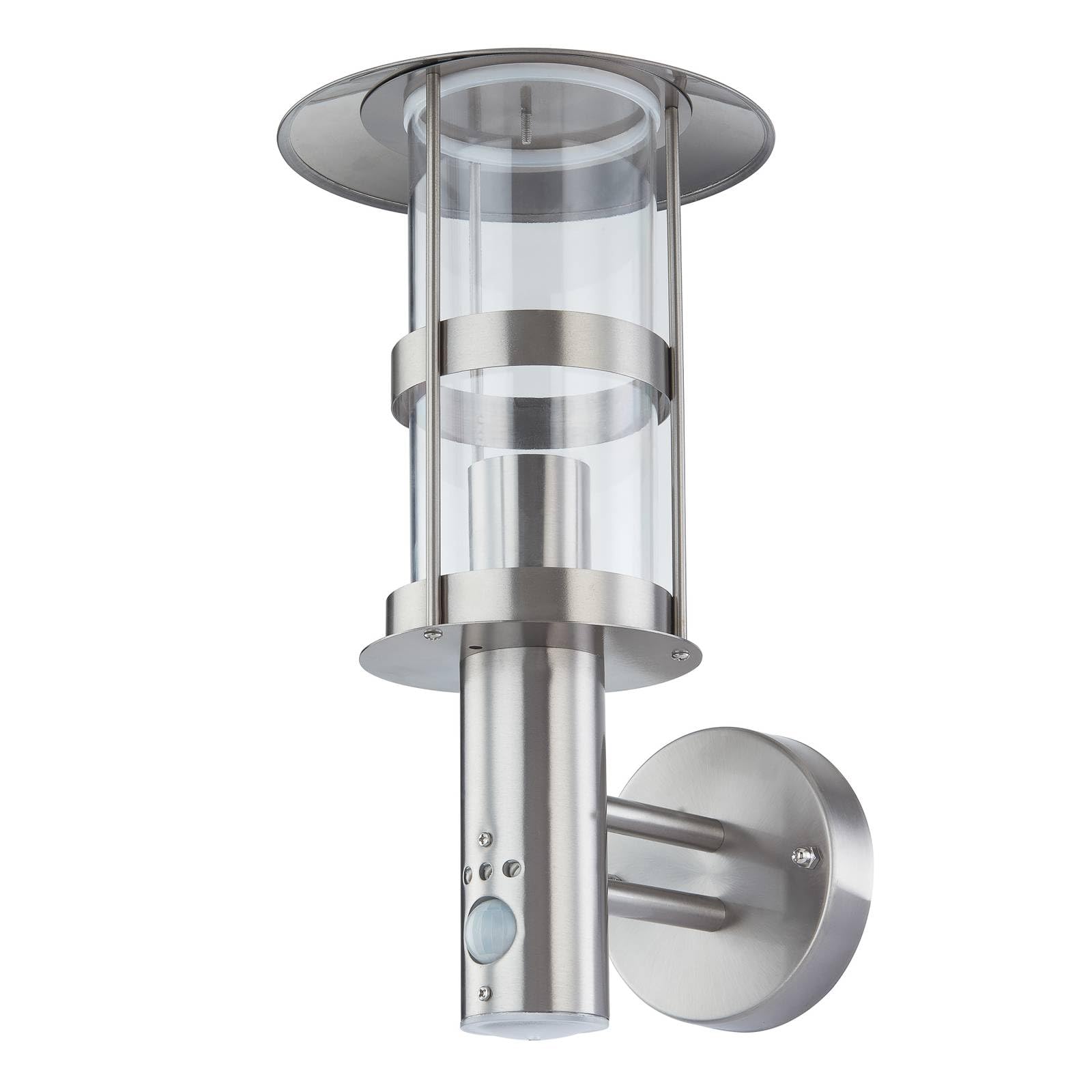 Lampenwelt Stainless Steel, Clear Lindby Outdoor Wall Light Noemi Dimmable With Motion Detector (Modern) In Silver Made Of Stainless Steel (1 Light Source, E27) From Wall Lamp For Exterior/Interior Walls House Terrace Und Balcony