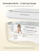 Vista 2 de Momcozy - Calentador de toallitas para bebé, diseño innovador de resorte, dispensador de gran capacidad para 60-80 unidades, 4 modos de control