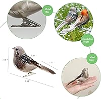Vista 3 de LWINGFLYER 6 piezas de espuma artificial de simulación de pájaro gorrión adornos con clip en pájaros decorativos con plumas para decoración de árbol