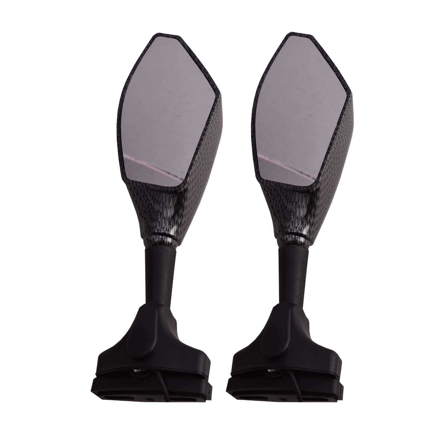 R.J.VON - Visor Racing Universal Motorcycle Twin Indicator Rear View Mirrors-(Carbon)