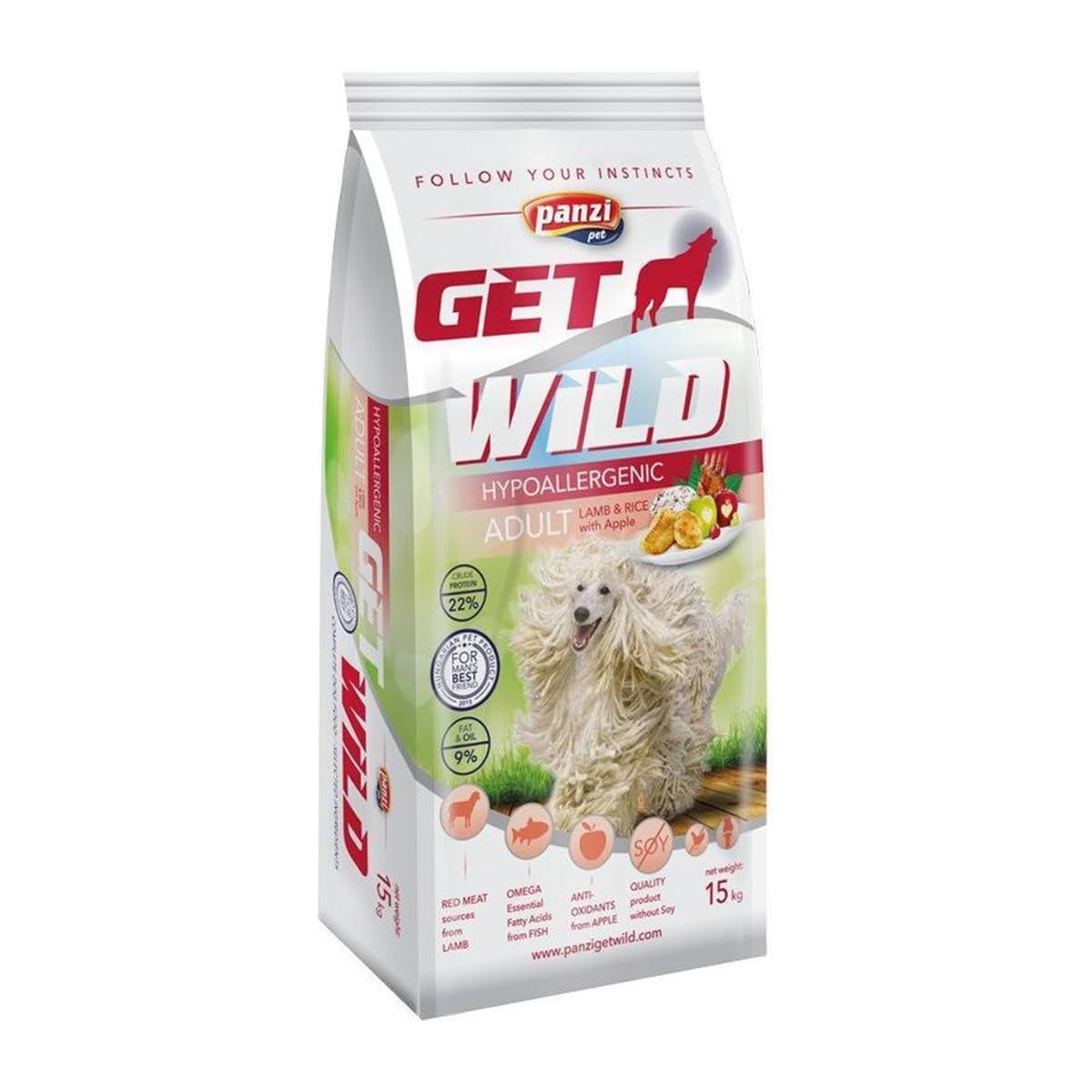 Panzi Pet - Get Wild Cordero Hipoalergénico 15 kg – Alimento sin Pollo – para Perros sensibles o Mayores – Sabor a Cordero