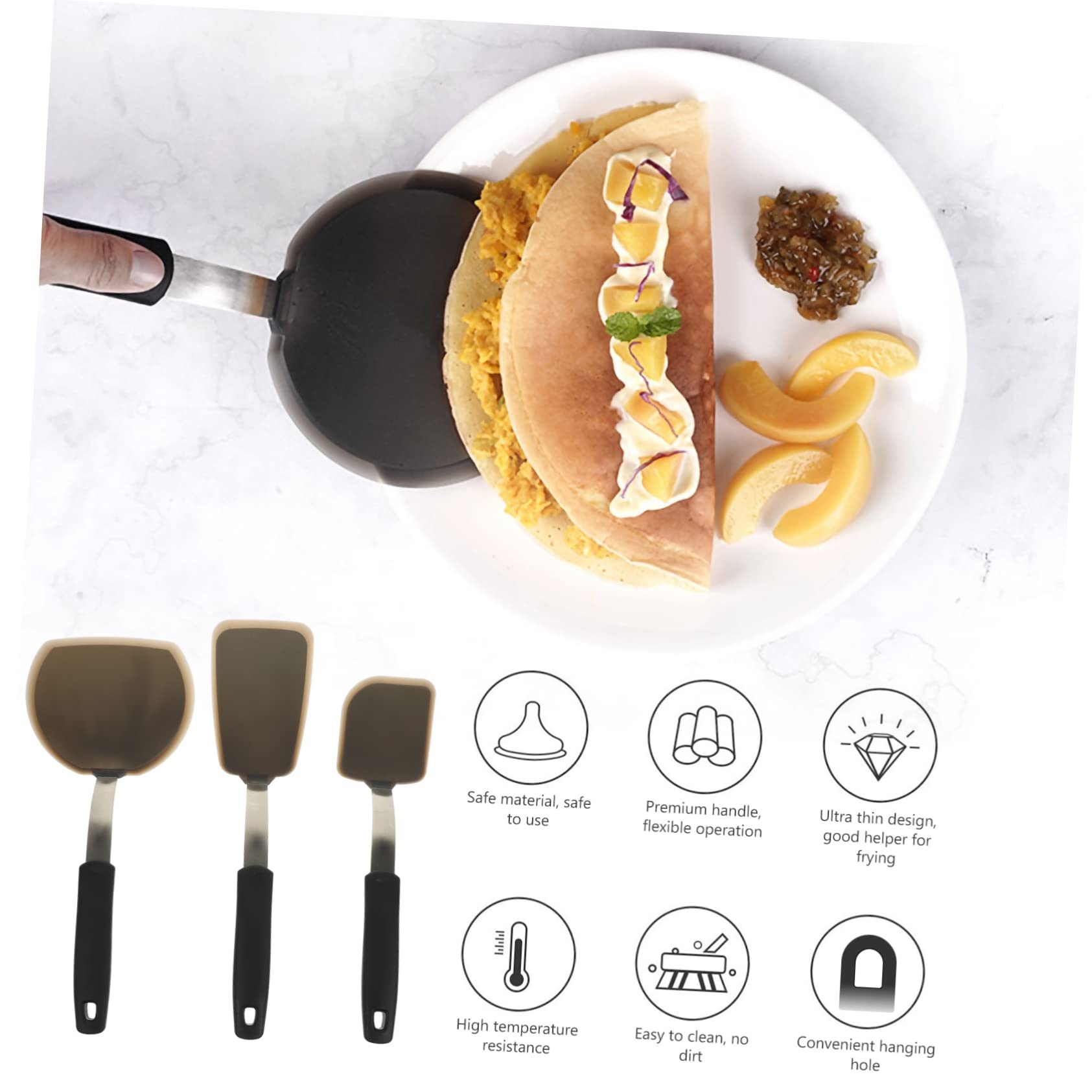 YARNOW 3pezzi Spatole in Silicone Per Wok Spatole Multiuso in Silicone Pala Antiaderente Per Cucinare Spatola in Per Friggere Bistecche Utensili Da Cucina Antiaderenti Per Appeso