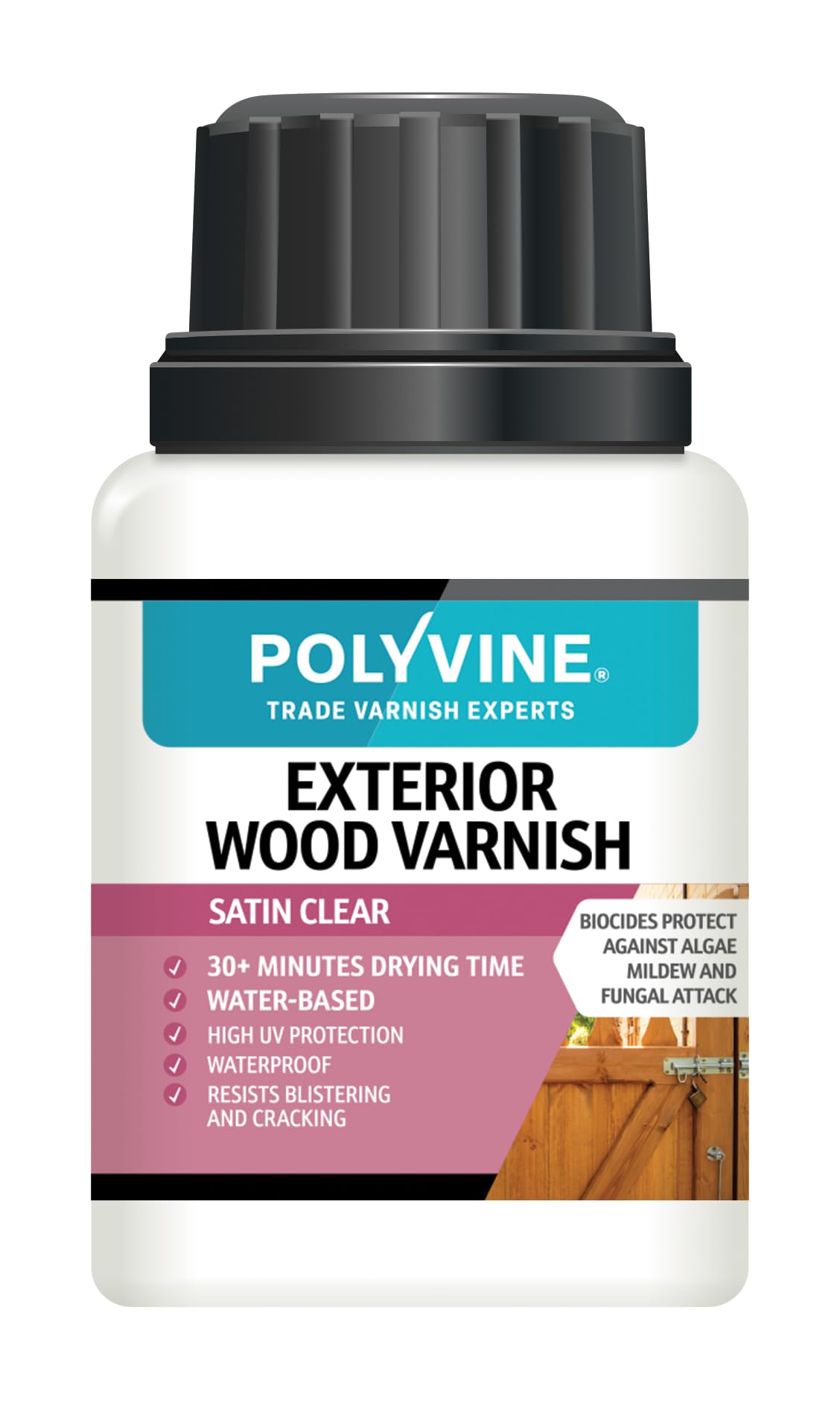 Polyvine Satin 100Ml Exterior Wood Varnish Satin Finish – Quick Drying, Water-Based, High Uv Protection & Weather Resistant Clear Varnish For Outdoor Wood & Timber – No Blistering Or Peeling, 100Ml