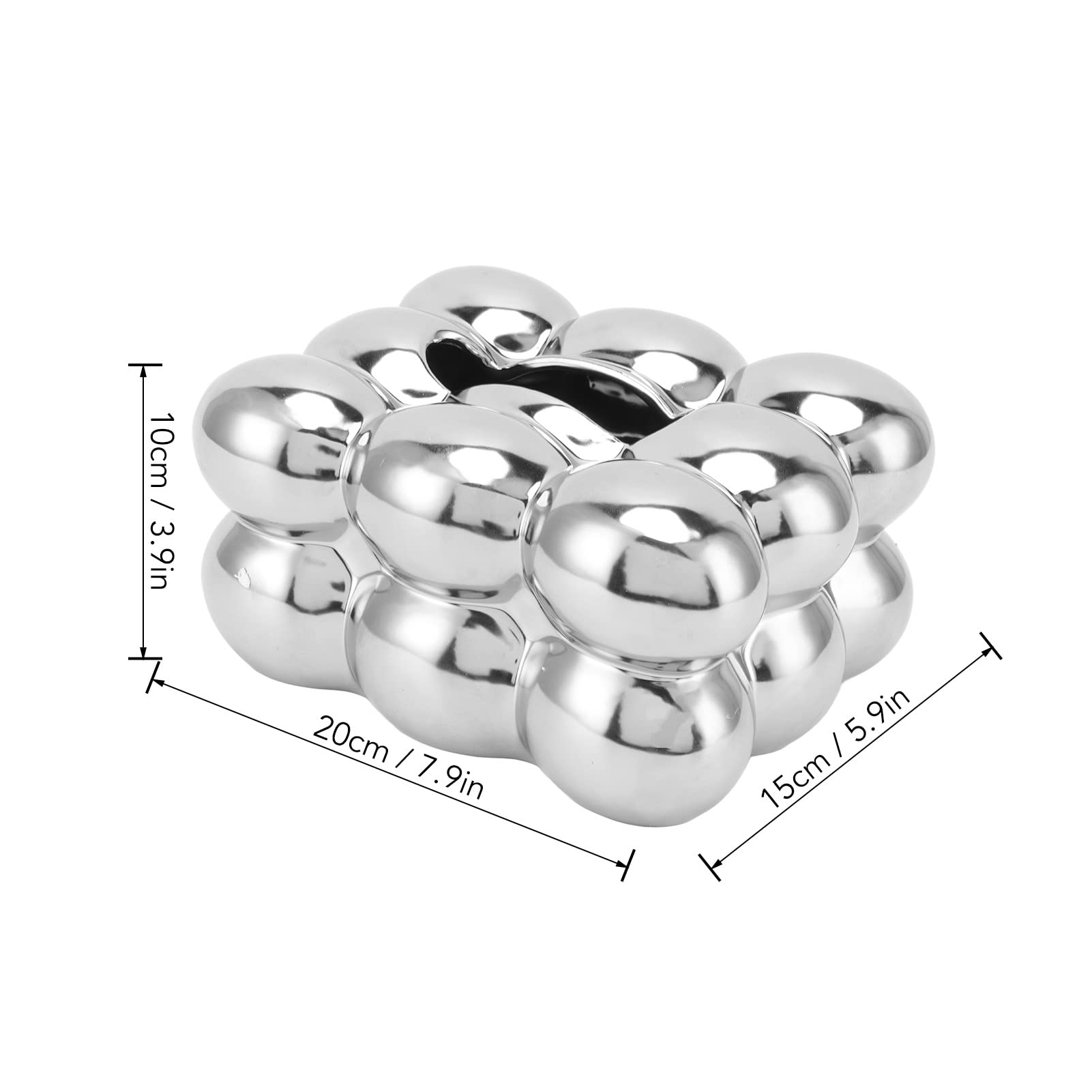 Galvanisierte Keramik-Taschentuchbox, Etui-Halter, Dekorative, Elegante Kosmetiktuch-Servietten-Spenderbox (Galvanisieren von Silber)