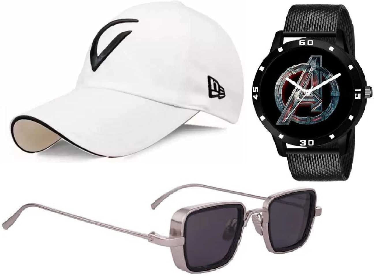 SELLORIA a Brand Black Analogue Silicon Steel Watch with Black Sunglass with basboll Cap White Combo of Boys and Kids Mans (B09F3X952P) Amazon Price History, Amazon Price Tracker