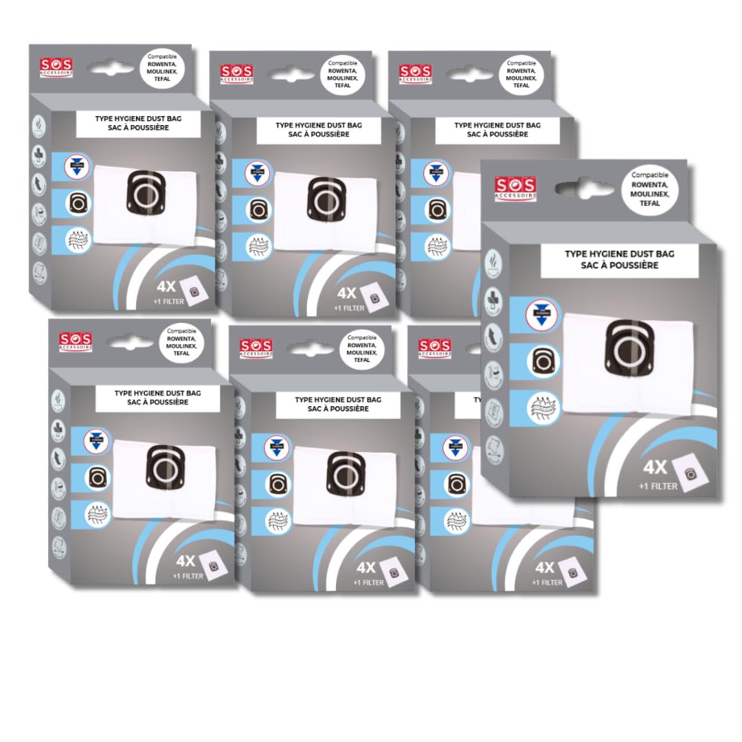 Lote de 6 bolsas para aspiradora + 1 microfiltro | Bolsa aspiradora Rowenta Silence Force | Equivalet to Rowenta ZR003901 | Compatible con aspiradoras trineos Rowenta & Moulinex | Filtro aspirador (7)