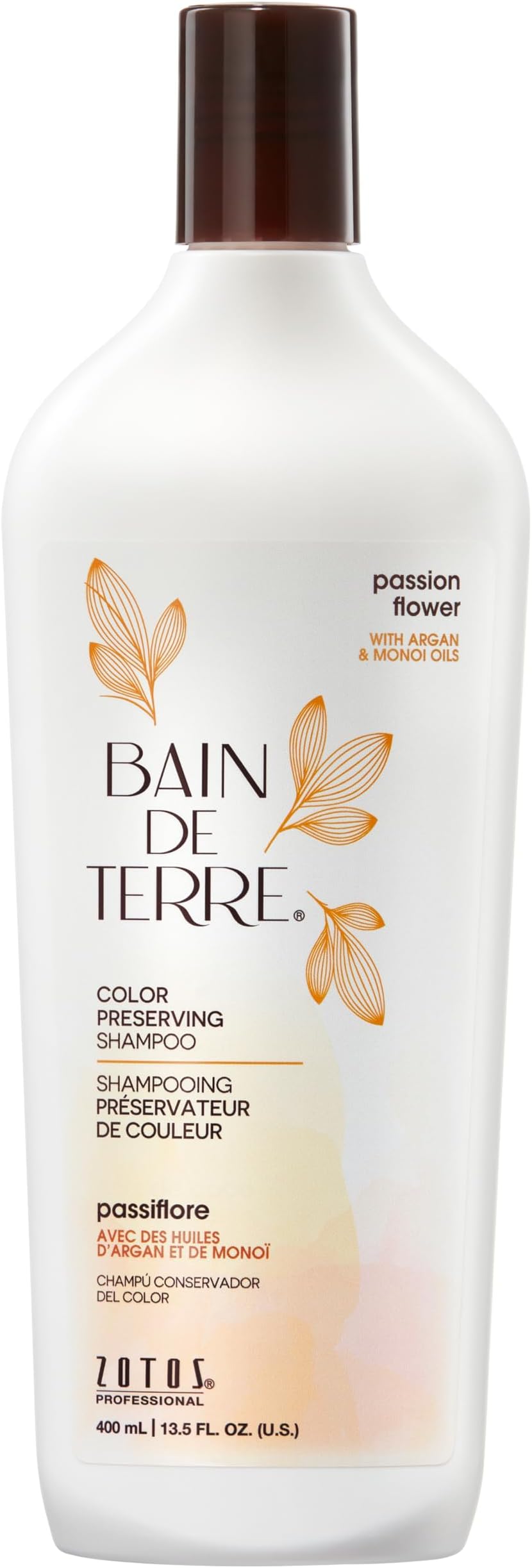 Bain de Terre Passion Flower Color Preserving Shampoo, for Vibrant Color & Protection from Fading, with Argan & Monoi Oils, Paraben-free, Vegan