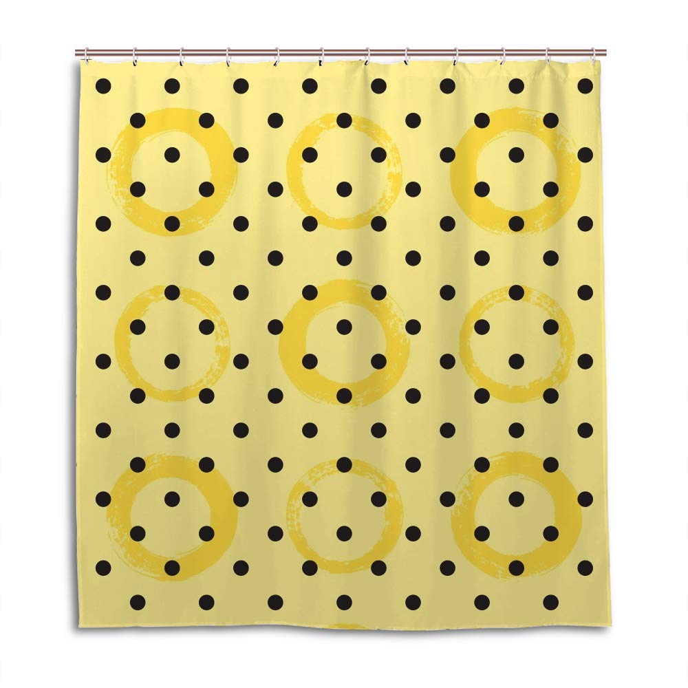 Rideau de douche moderne jaune noir imperméable 180x180 pour baignoire et salle de bain