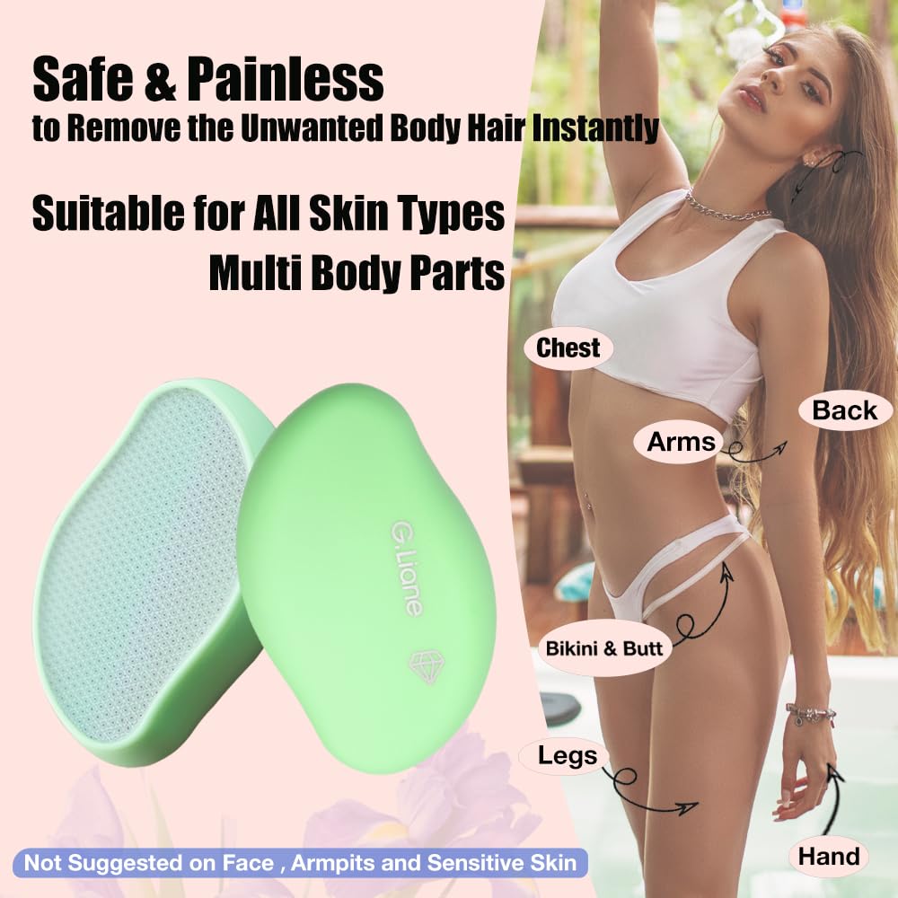 G.Liane Premium Crystal Hair Eraser,Painless Exfoliation Hair Removal Epilator,Nano Glass Hair Remover for Women,Natural Gentle and Efficient Shaver Trimmer on Leg Arm(Grass Green) - Image 4
