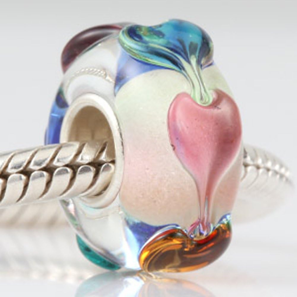 Lampwork Murano Charm 925 Sterling Silver Glass Bead Flower Pendant Leaf for DIY Charms Bracelet - Image 2