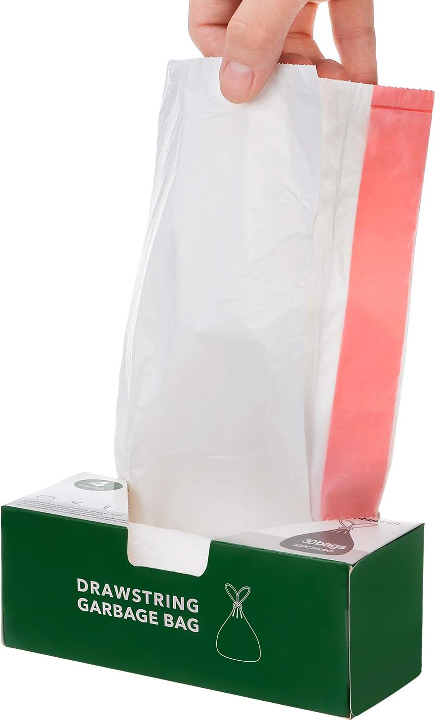 Small Drawstring Trash Bags, Magesh 4 Gallon Kitchen Trash Bags/Garbage Bags, White, 30 Counts