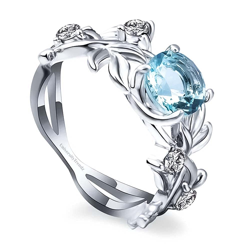 Vientiq Silver-Plated Blue Crystal Floral Finger Ring For Women/Girls - Size 7 (B0C5X16RRL) Amazon Price History, Amazon Price Tracker