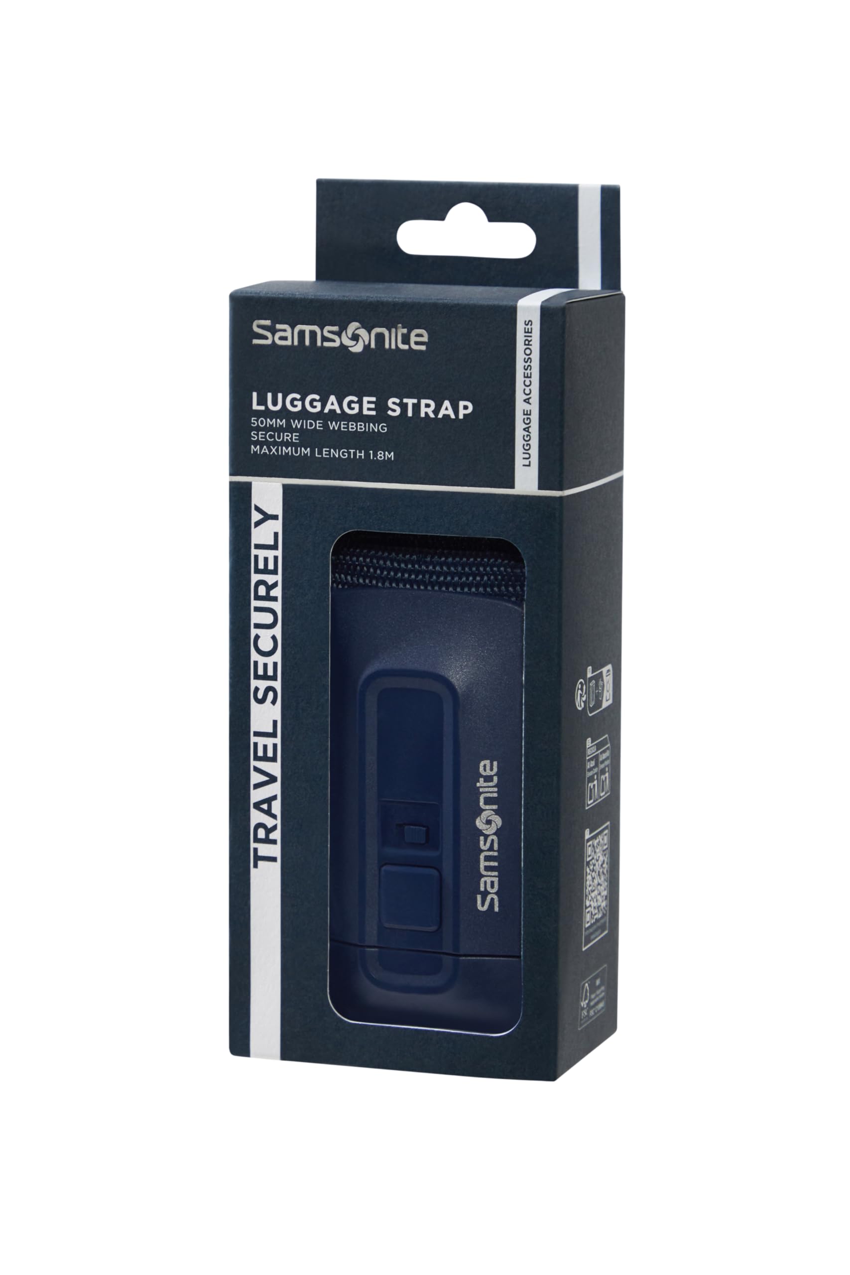 Samsonite TA Revolution – Luggage Strap 50mm, Adjustable & Sturdy Click Buckle, Secure Luggage Strap for Travel, Blue (Midnight Blue)