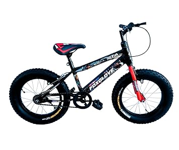 FOXGLOVE N/IBC 16T Kids Cycle with Alloy Rim | Rigid Bicycle for Boys & Girls 5-8Years | Frame Size- 10 Inch | 95% Pre-Assembled | 20.300 Sporty Fat Tyre Tube | Black