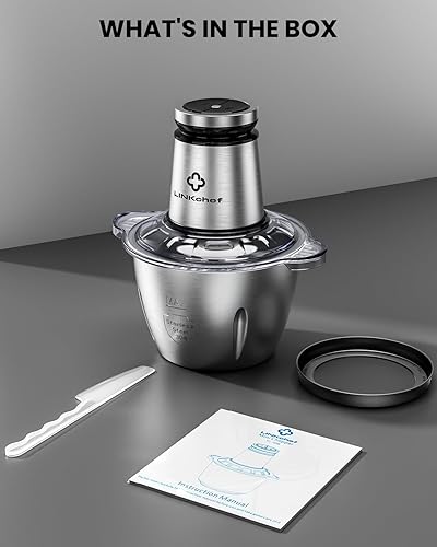 Miniatura 9 de LINKChef Procesador de alimentos pequeño, picador de alimentos de 10 tazas con contenedor, picadora de carne eléctrica de 2.3L 600 W para uso