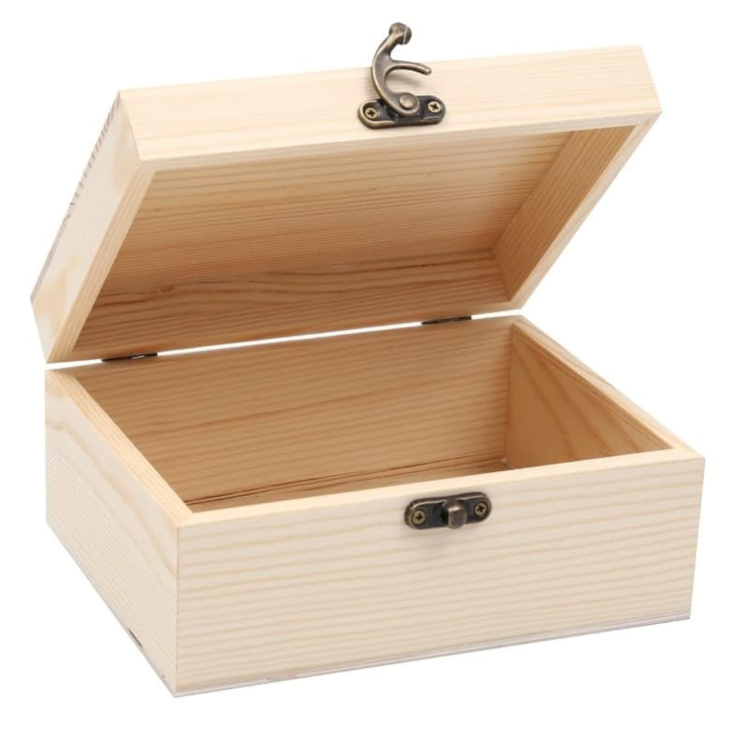 Unfinished Wooden Box With Hinged Lid for Kids Storage, Toys, Jewelry Container, DIY Crafts - Unpainted Pine Organizer Tray