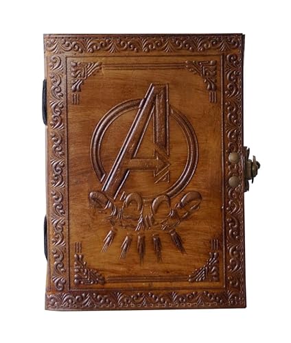 Avengers Marvels Logo Embossed Vintage Leather Sketchbook Journal Writing Notebook