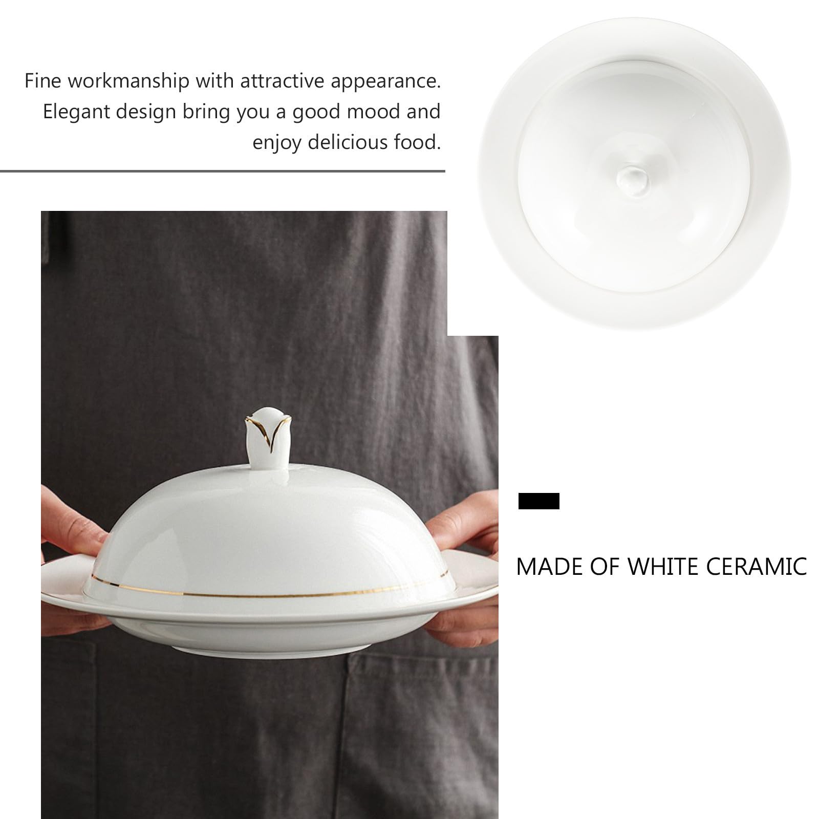 Artibetter Plato de Cerámica con Tapa para Bistec de Restaurante, Diseño Elegante y Duradero, Vajilla Moderna y Ecológica para Servir en Hogar o Restaurante