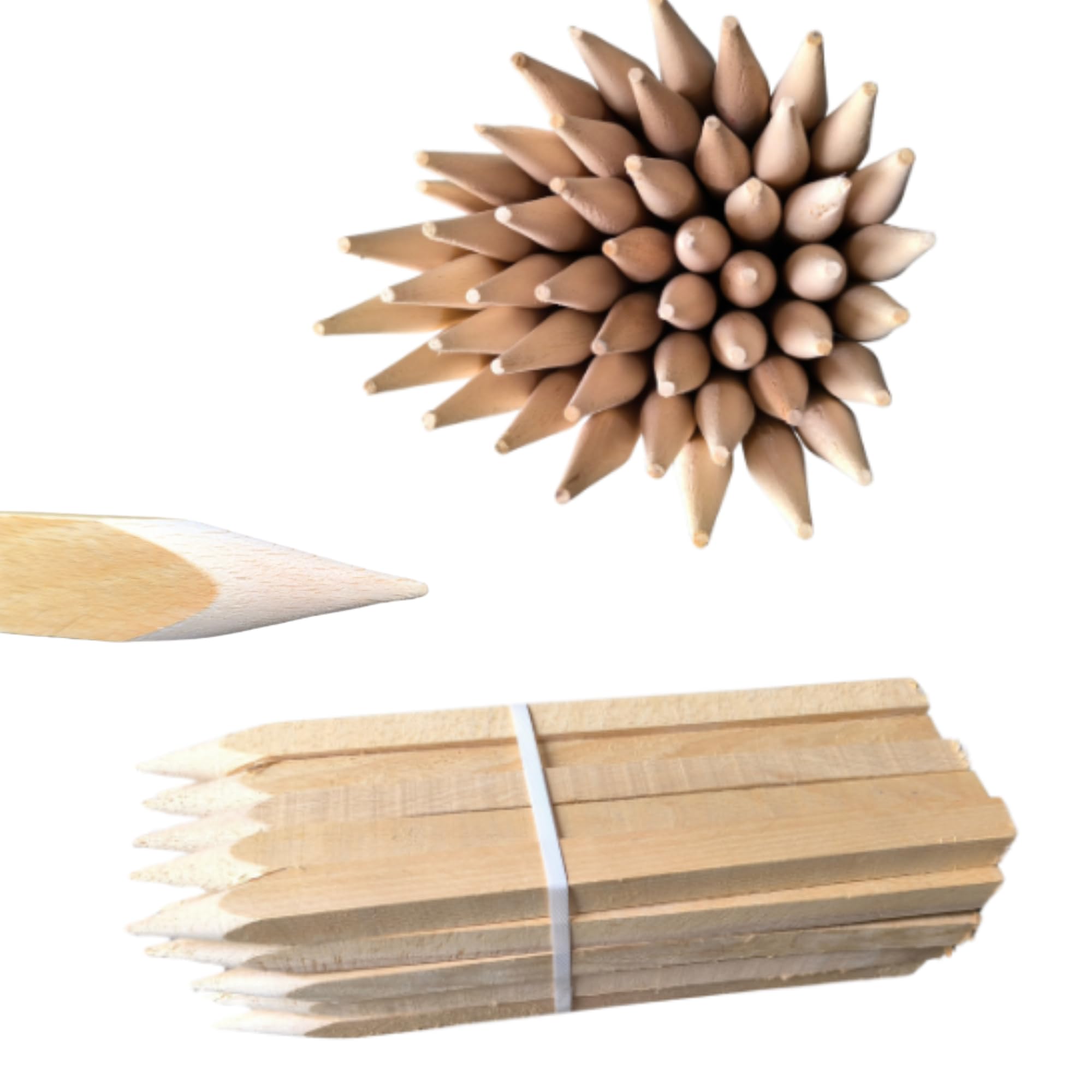 25 Picchetti in Legno di Faggio 80 cm 25×25 mm – Pali Quadrati per Giardino con Punta Robusta, Tutori per Pomodori, Pali da Recinzione e Piante, Segnalatori da Terra