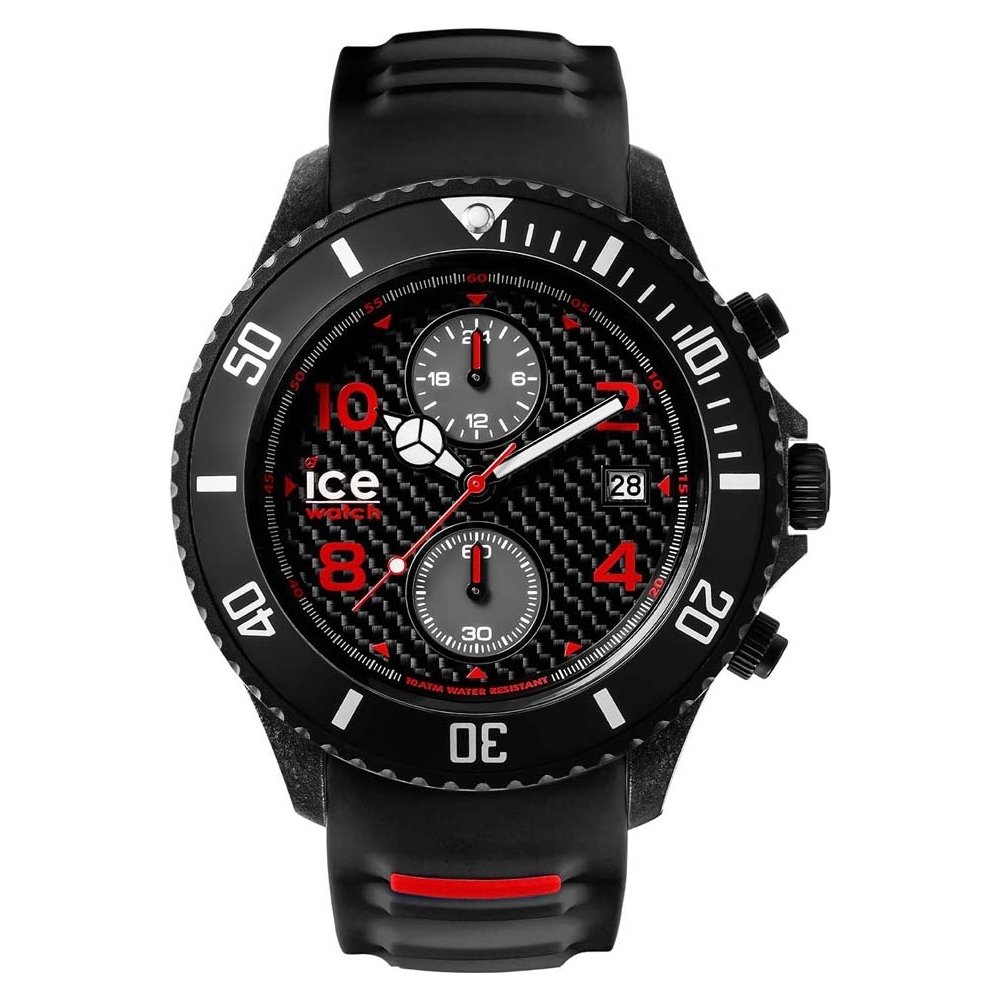 Ice Carbon Black White - Men's Wristwatch with Silicon Strap