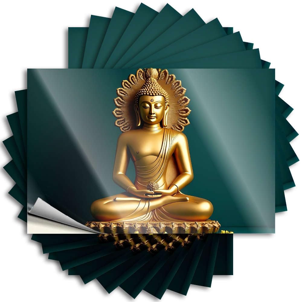 Golden Buddha Statue in Meditation Pose. Helmet Feminist - Home Decor Gifts Tattoos Self Adhesive Sticker(12X18CM)