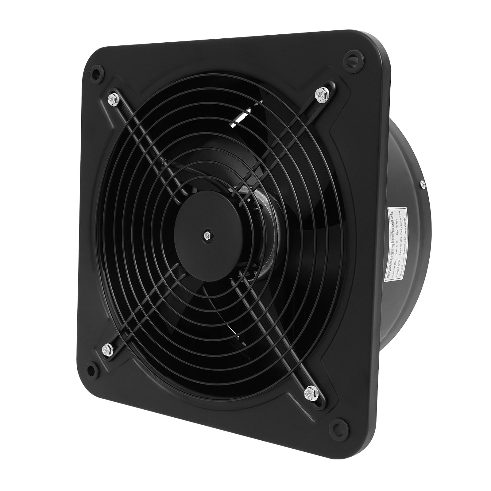 107W 12 Inch Abluftventilator, 2677m³/h Abluftventilator 300mm Axialventilator Küchenabluftventilator, Industrieller Metall Wandventilator für Wachstumszelte, Heimgebrauch, Belüftung und Abluftgebläse