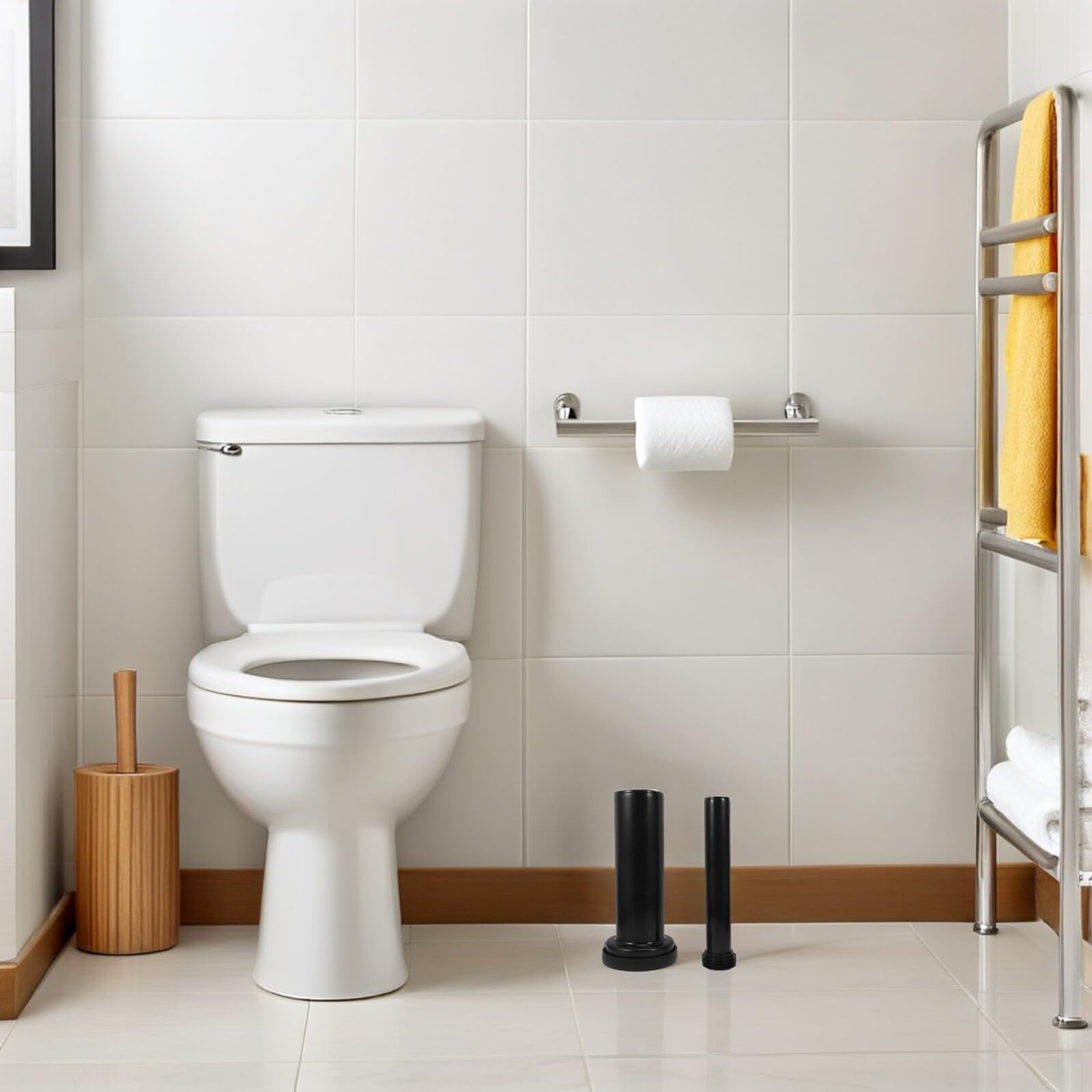 Tubo di Drenaggio per Cassetta Wc Montato a Parete in Plastica Nera Installazione Salvaspazio per Bagno, Parte per Serbatoio Water