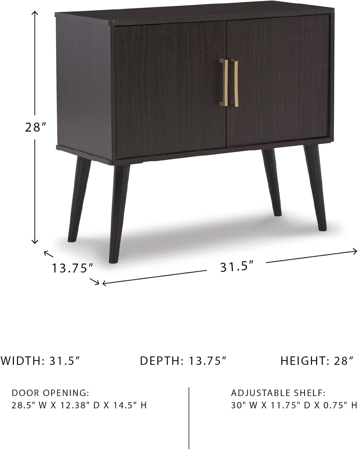 Signature Design by Ashley Orinfield Contemporary Accent Cabinet with 2 Doors, Dark Brown