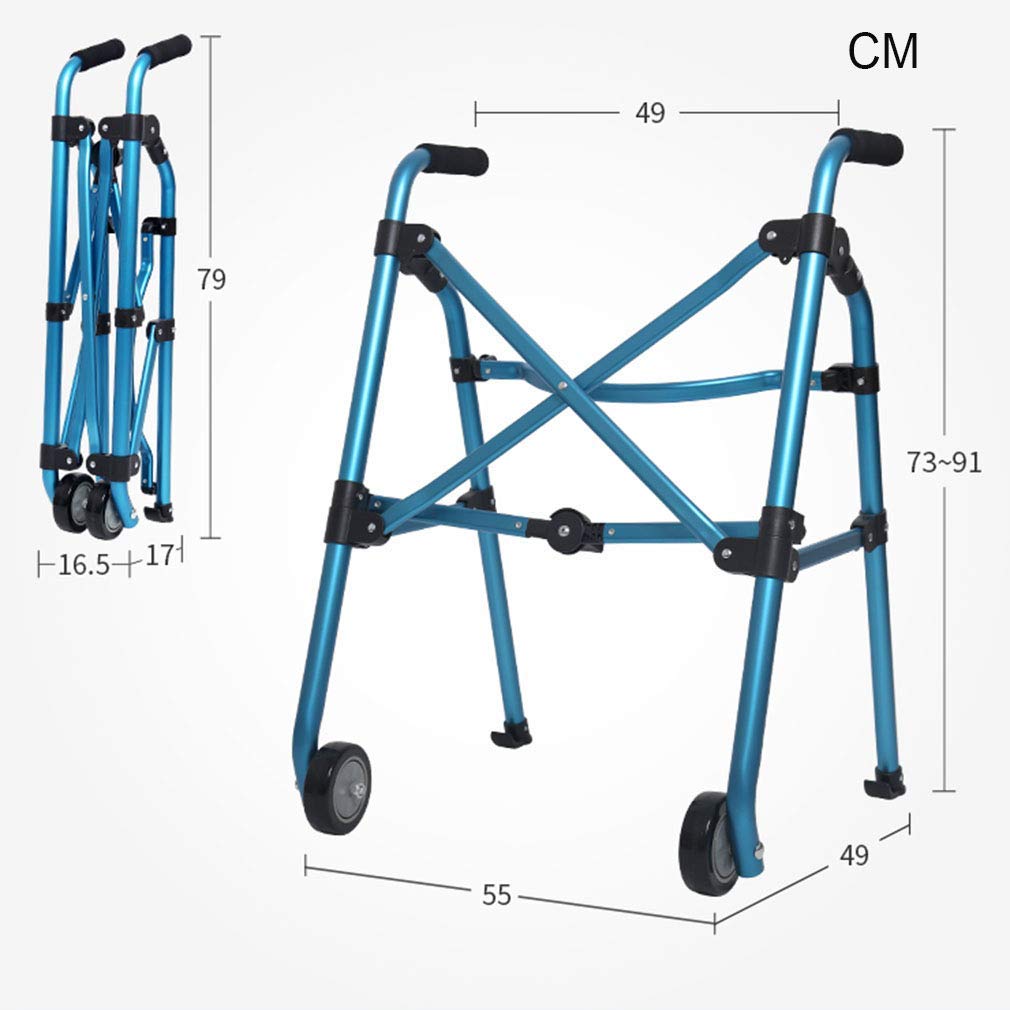 Portable Stand Assist Walker Pieghevole Rolling Walking Frame Aiuto per la Mobilità degli Anziani con 2 Ruote e deambulatore per Tappetino da Sci
