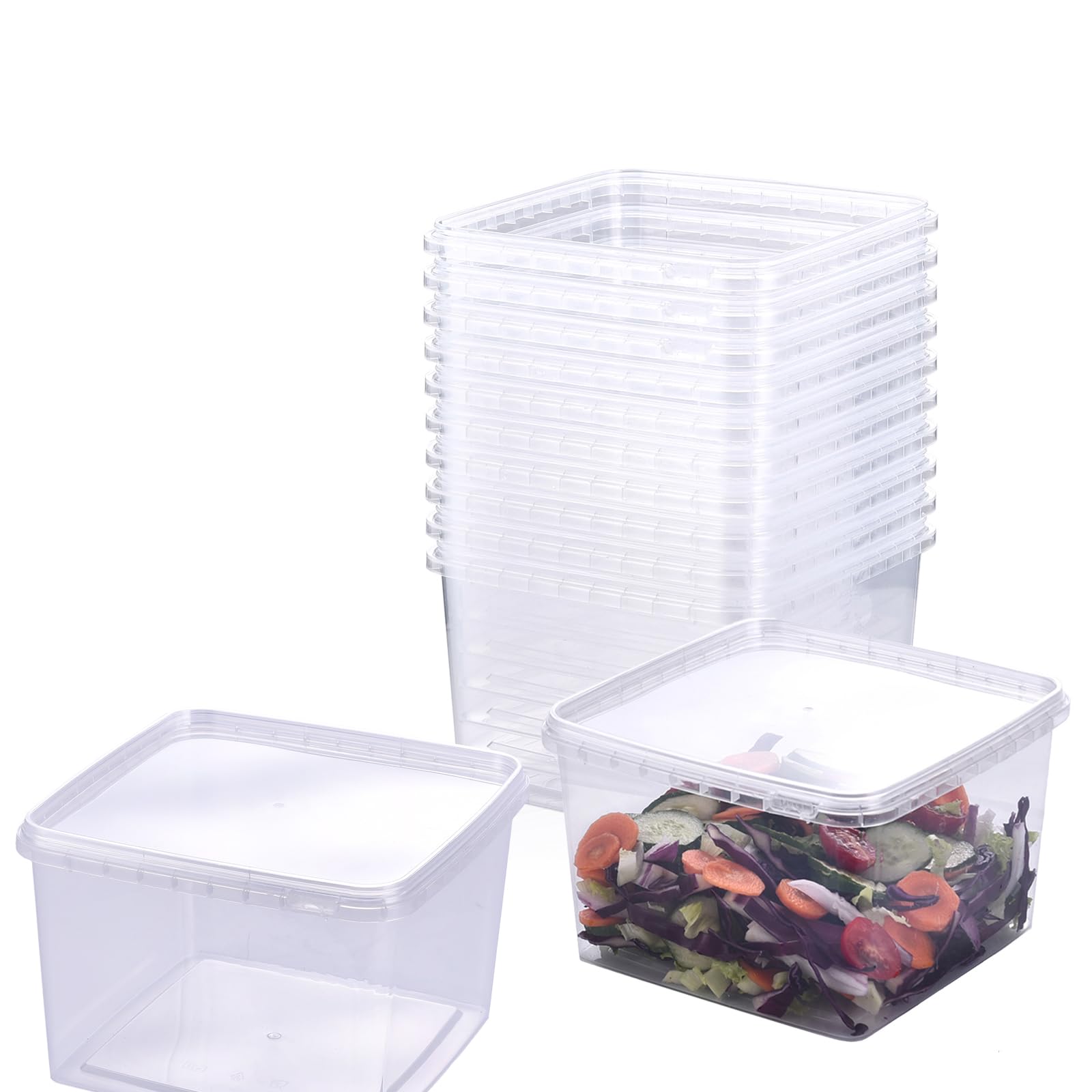 Eisbecher mit Deckel, manipulationssicher, BPA-frei, gefrier- und mikrowellengeeignet, wiederverwendbar, luftdicht, auslaufsicher, für Snacks, Delikatessen, Obst, Getränke, 2,5 l, 10 Stück